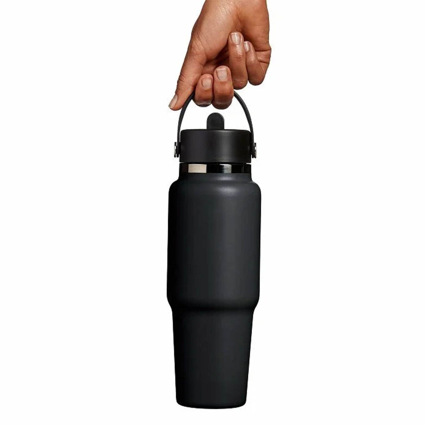 32 oz Wide Mouth Travel Bottle with Flex Straw Cap Black Color